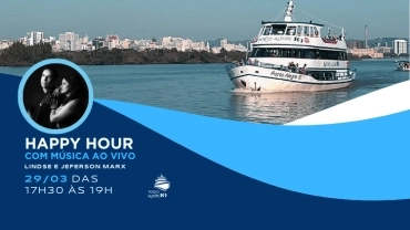  Happy Hour com música ao vivo - Passeio de Barco em Porto Alegre